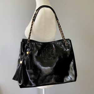 Tory Burch Patent Leather Shoulder Bag Black